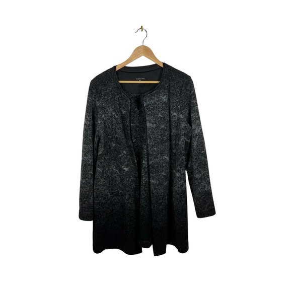 Eileen Fisher Oversized Sprinkle Open Felted Wool Silk Coat Grey/Black S/M - Picture 6 of 12